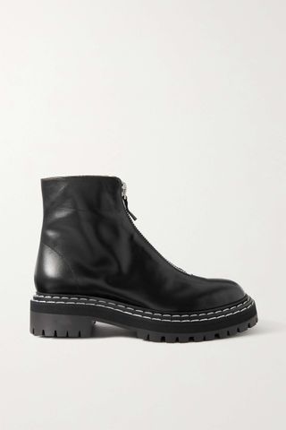 Proenza Schouler + Zip-Detailed Leather Ankle Boots