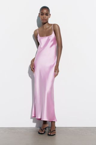 Zara + Satin Midi Slip Dress