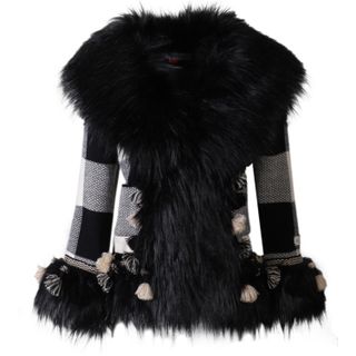 Extreme Collection + Black Knitted Faux Fur Coat Aspen