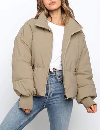 Merokeety + Winter Long Sleeve Zip Puffer Jacket