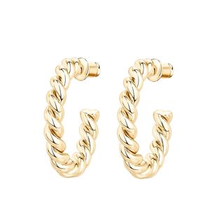 Pavoi + 14K Gold Plated 925 Sterling Silver Twisted Rope Round Hoop