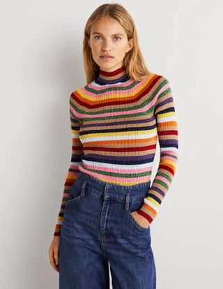 Boden + Ribbed Funnel Neck Sweater