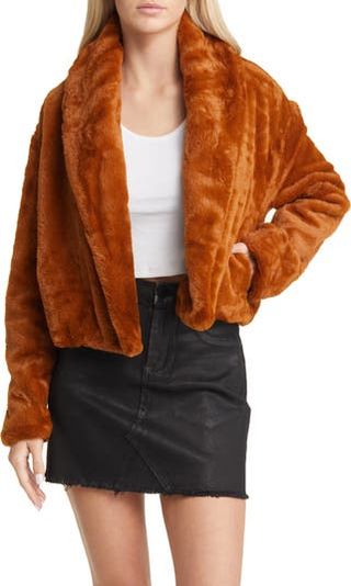 Blanknyc + Shawl Collar Faux Fur Crop Jacket