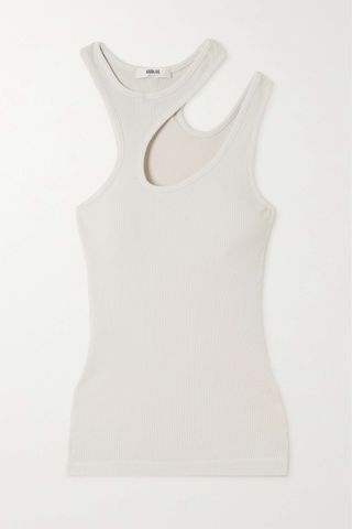 Agolde + Athena Cutout Ribbed Stretch Cotton and Lyocell-Blend Tank