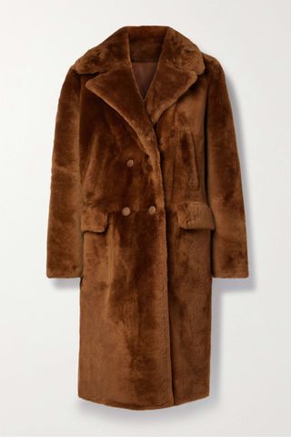Yves Salomon + Double-Breasted Shearling Coat