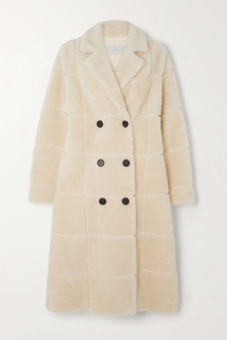 LVIR + Double-Breasted Paneled Faux Shearling Coat