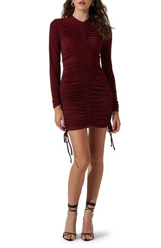 Astr the Label + Ruched Long Sleeve Body-Con Minidress