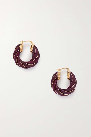Bottega Veneta + Twist Gold-Tone and Leather Hoop Earrings