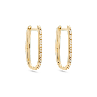 Stone and Strand + Diamond Oval Earrings