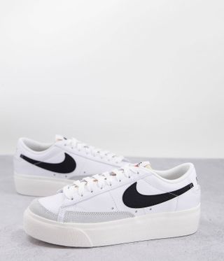 Nike + Blazer Low Platform Sneakers in White/Black