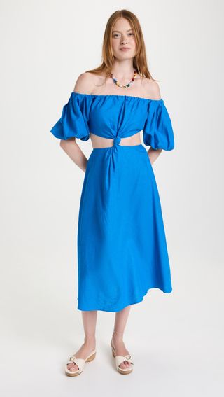 Farm Rio + Blue Midi Knot Dress