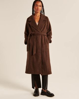 Abercrombie & Fitch + Wool-Blend Lightweight Belted Blanket Coat