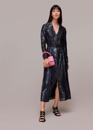 Whistles + Stripe Sequin Midi Dress