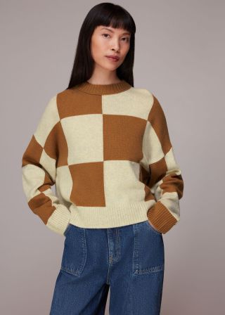 Whistles + Check Wool Blend Jumper