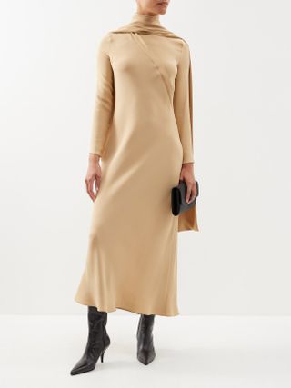 The Row + Pascal Scarf-Neck Silk Gown
