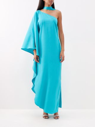 Taller Marmo + Bolkan One-Shoulder Crepe Maxi Dress