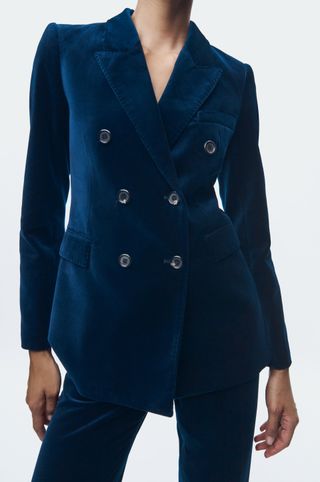 Zara + Double-Breasted Velvet Jacket