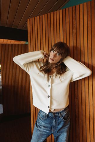 Zara + Buttoned Soft Cardigan