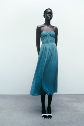 Zara + Pleated Midi Dress