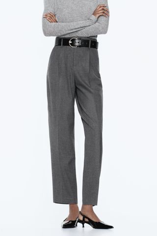 Zara + Belted Tapered Pants