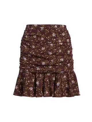 Veronica Beard + Taras Ruched Silk Mini Skirt