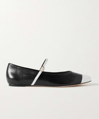 Porte & Paire + Two-Tone Leather Mary Jane Ballet Flats