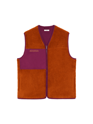 Pangaia + Recycled Wool Fleece Gilet in Cinnamon Orange