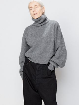 Raey + Roll Neck Wool Cropped Cocoon Jumper