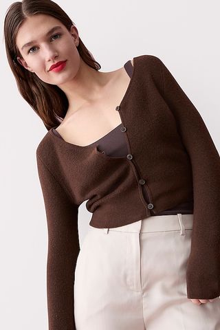 J.Crew + Featherweight Cashmere Cropped Cardigan Sweater