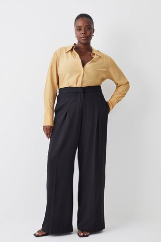 Karen Millen + Plus Size Essential Tailored Wide Leg Trousers
