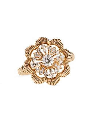 Oscar Massin + Lace Flower 18k Yellow Gold and Lab-Grown Diamond Large Ring