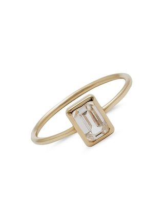 Loren Stewart + 14k Gold & Emerald-Cut White Topaz Ring