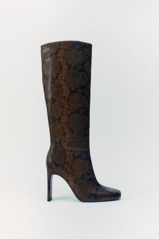 Zara + Animal Print High Heel Boots