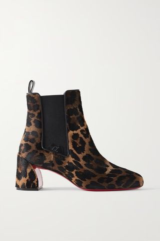 Christian Louboutin + Turelastic 55 Leopard-Print Calf Hair Chelsea Boots