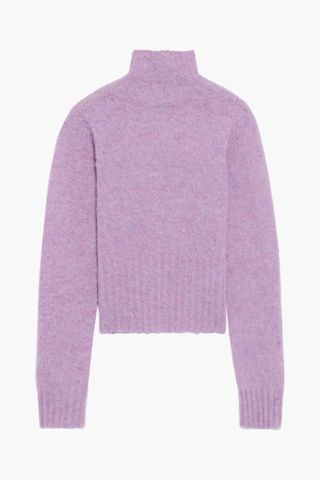 Victoria Beckham + Cropped Mélange Brushed-Wool Turtleneck Sweater