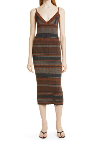 L'Agence + Sandi Knit Stripe Midi Dress