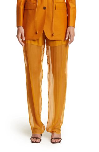 Salvatore Ferragamo + Sheer Silk Leg Trouser Pants