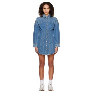 GRLFRND + Blue Grace Corset Shirt Denim Minidress