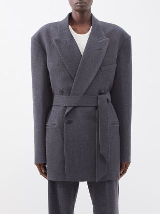 Raey + Exaggerated-Shoulder Wool-Blend Tux Blazer