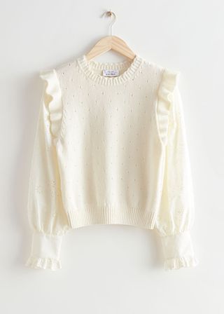 & Other Stories + Knitted Ruffle Embroidery Sweater