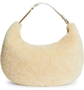 OFF-WHITE + Paper Clip Genuine Shearling Hobo Bag