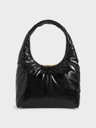 Charles & Keith + Arch Wrinkled-Effect Large Hobo Bag