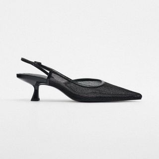 Zara + Mid-Height Mesh Slingback Heels