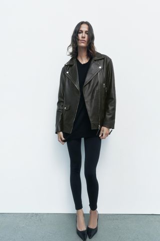 Zara + Antiqued Leather Jacket Limited Edition