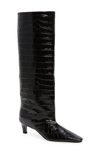 Totême + The Wide Shaft Croc Embossed Tall Boot