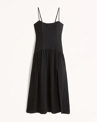 Abercrombie & Fitch + Mixed Fabric Drop-Waist Maxi Dress