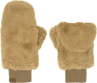 CC + Soft Faux Fur Fingerless Mitten Gloves