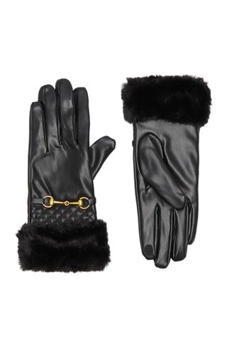 Vince Camuto + Quilted Faux Fur Leather Gloves