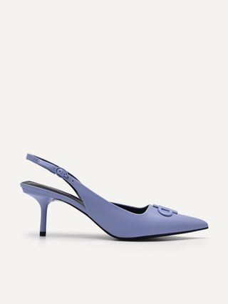 Pedro Shoes + Violet Icon Leather Pointed Slingback Pumps