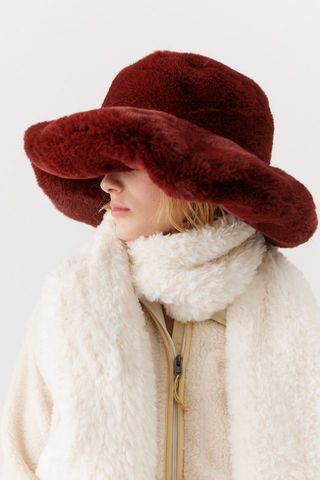 Urban Outfitters + Celine Wide Faux Fur Bucket Hat